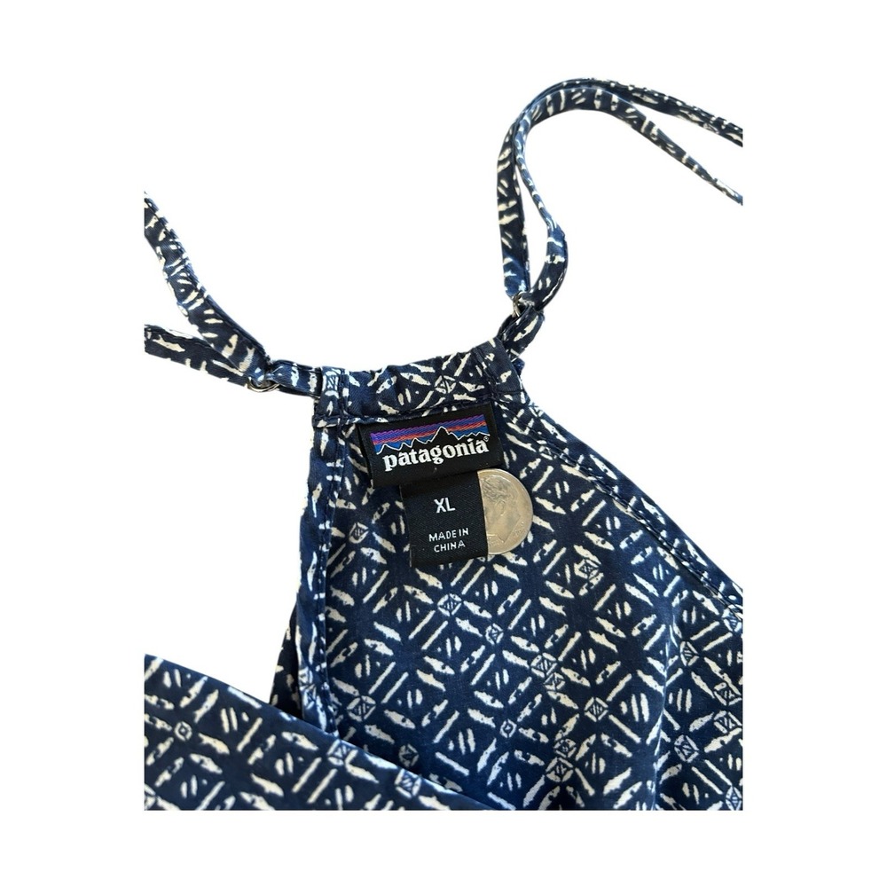 PATAGONIA Lost Wildflower Dress in Sunburst Crux Navy w Pockets Adjustable Sz XL - Picture 6 of 12